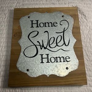 Large 15x13 SPLENDID Home Sweet Home Rustic Wood Block w/Iron Wall Decor